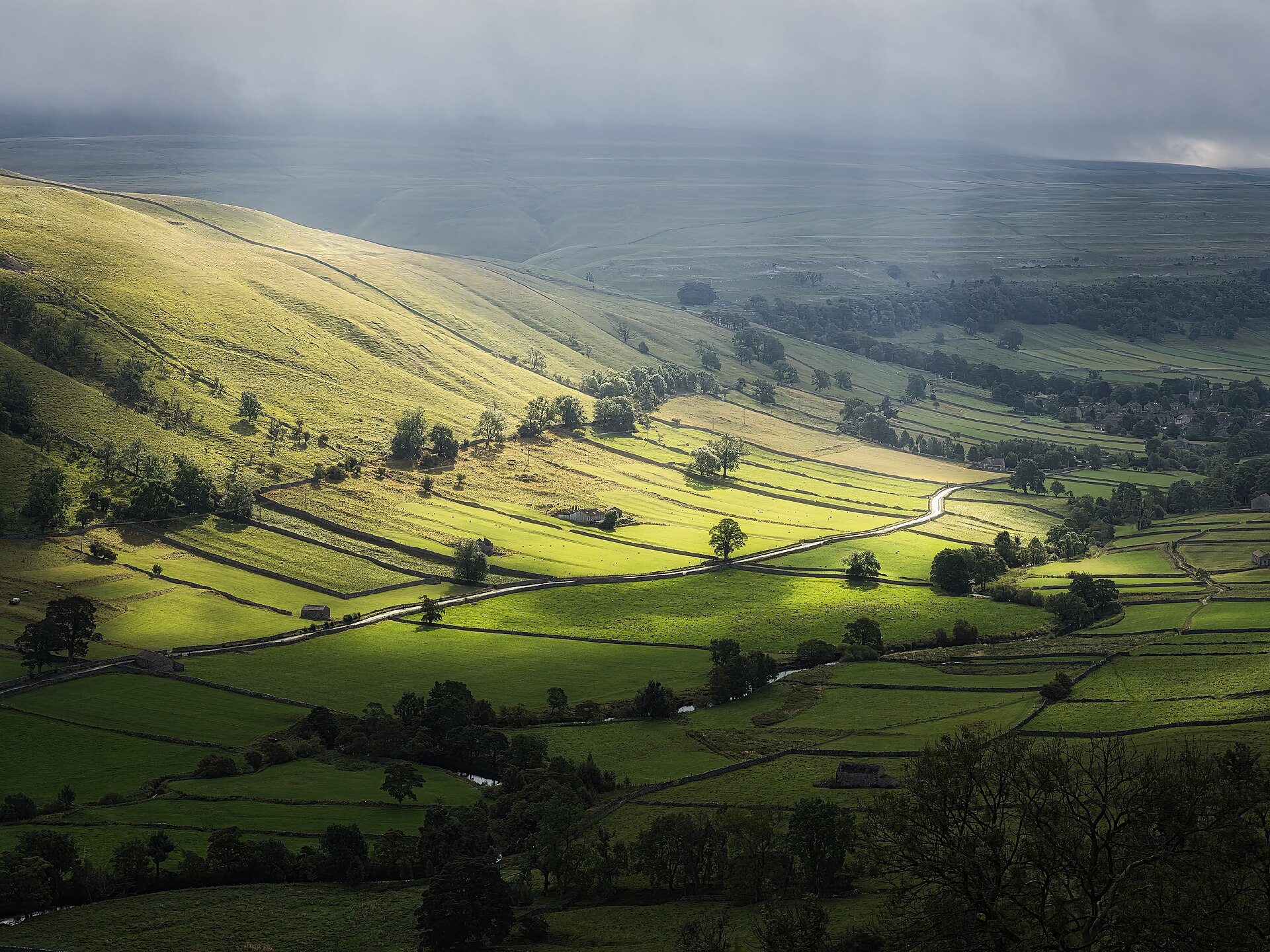 Golden light over Wharfedale in the Yorkshire Dales